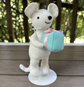 Jellycat Mini Messenger Mouse White Plush StuffedAnimal Blue Present 6" Preowned - Picture 1 of 10