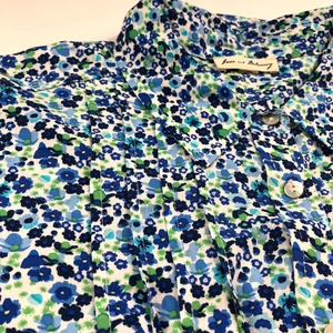 Jane And Delancey Anthropologie L/XL? Button LS Shirt Ruffle Pleated Watercolor - Picture 1 of 12