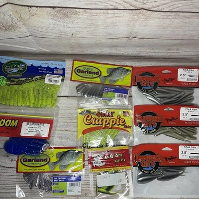 Лот 9 пакетов новый краппи рыбалки пластиковые приманки кастрюля рыбы окуня гирлянда Lunker город - Изображение 1 из 4