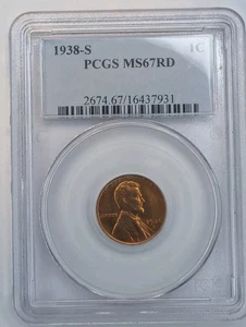 1938-S Lincoln Wheat Cent PCGS MS67 RD - Picture 1 of 6