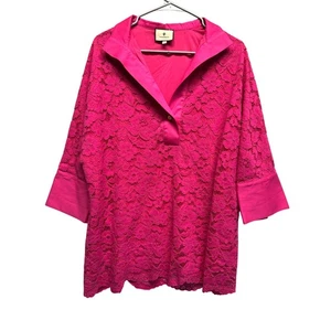 Tuckernuck Lace Willow Blouse Size M Stand Collar Scalloped Hem Desk To Drinks - Picture 1 of 14