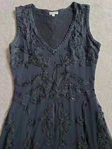 Phase Eight Tapework Sequin Beaded Formal Occasion Evening Dress Black 12 - Picture 1 of 17