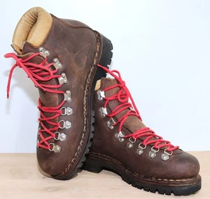 Vintage 70s Brown Leather Moutaineering Boots TRAPPEUR WALTER CECCHINEL 41FR 8US - Picture 1 of 12