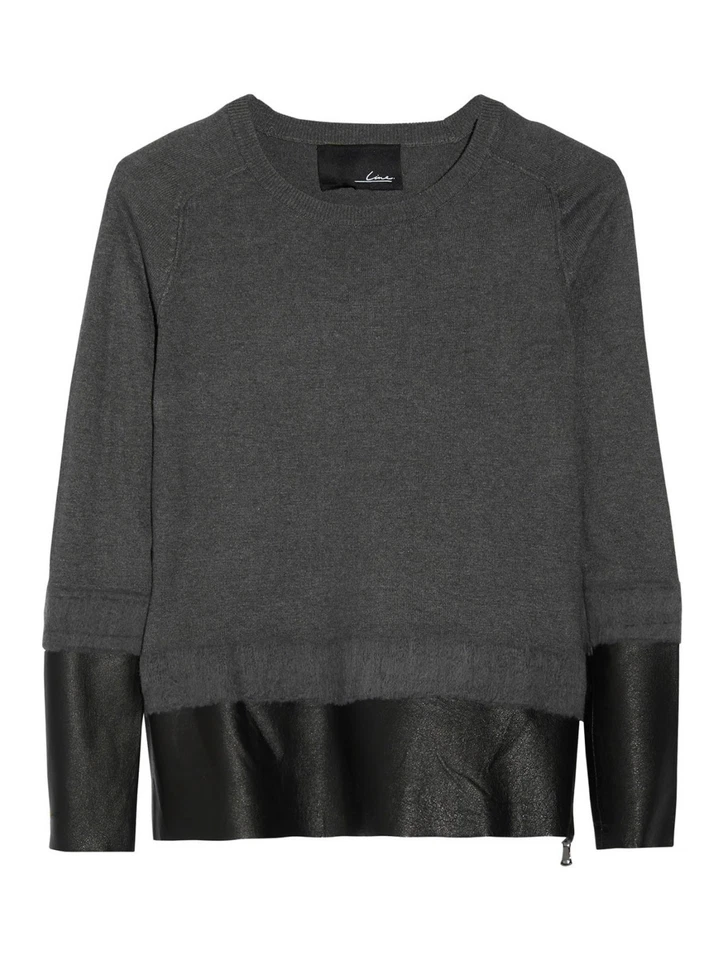 Новый с Ярлыками - линия трикотажа 'авангард' уголь/черный RUNWAY кожи/вязаный свитер - S - Изображение 1 из 4