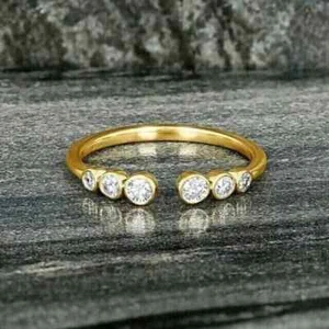 Simulated Diamond Gift For Women Adjustable Toe Ring 14K Yellow Gold Plated - Picture 1 of 5