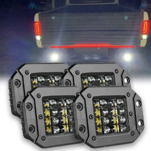 4X 5" Flush Mount LED Work Light Bar Rear Bumper Reverse Pods Dual Row Driving - Picture 1 of 11