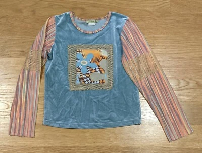 Little Mass Size 10 POP ART Blue Top Crop Pants Tan Brown Corduroy Patch Pocket - Imagem 1 de 4