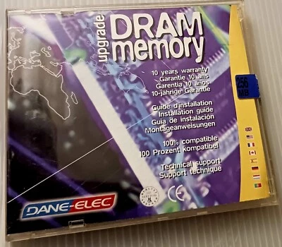 DANE-ELEC 256MB PC2700 333MHZ  184PIN DDR1 D1D333-064325I  ('gold' contacts) - Image 1 of 2