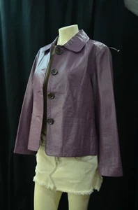 Chicos textured leather Jacket light coat blazer heather purple Chico 2 M L NEW - Picture 1 of 6