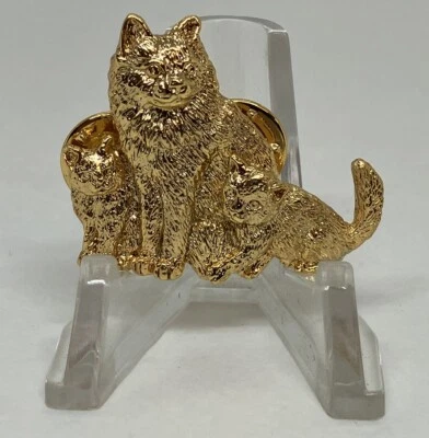 Pin GG Harris tono dorado peltre fino gato y gatito 439B (C) 1999 Foto 1 de 4