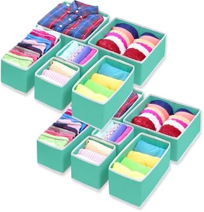 12 Pack Foldable Cloth Storage Box Closet Drawer Divider Bins for Underwear - Picture 1 of 3