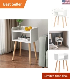 Elegant Mid-Century Modern Nightstand - Adorable End Table with Spacious Storage - Picture 1 of 8