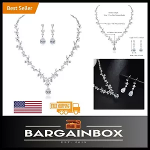 Hypoallergenic Wedding Jewelry Set: Necklace & Earrings with AAA Cubic Zirconia - Picture 1 of 7