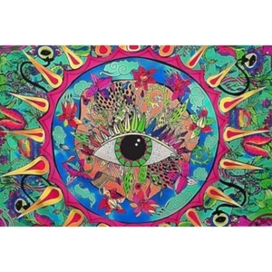 Tapestry Wall Hanging One Eyed Sun 5 ft x 4 ft Colorful Whimsy Home Decor - Picture 1 of 4