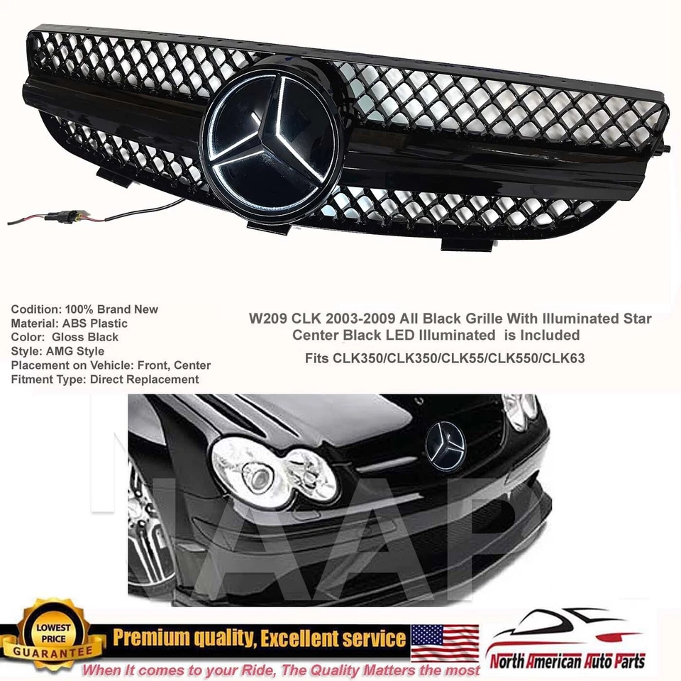 03-09 CLK All Black Rejilla Iluminada Estrella CLK320 CLK55 CLK500 CLK430 CLK Foto 1 de 4