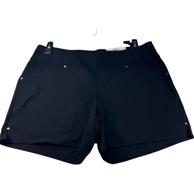 Pantalones Cortos Pull On International Concepts Para Mujer Talla 12 Negros Bolsillos Curvilíneos Nuevos Foto 1 de 4