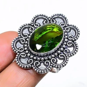 Green Peridot Gemstone Handamade 925 Sterling Silver Jewelry Ring Size 7 (US) - Picture 1 of 1