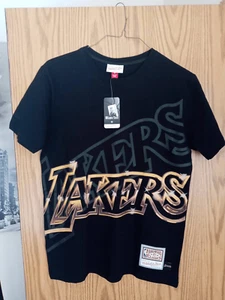 Mitchell & Ness Hartholz Classics LA Lakers goldenes Logo kurzärmliges Oberteil klein neu mit Etikett - Bild 1 von 5