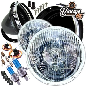 Halogen Conversion Headlight Kit Domed 7" Beam For Jaguar Daimler Classic LHD - Picture 1 of 1