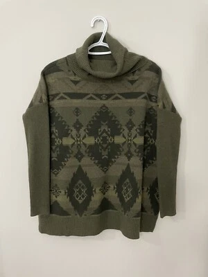 POLO Sport Ralph Lauren Lana Cachemira Verde Negro Tribal Gran Tamaño Cuello Alto XS Foto 1 de 4