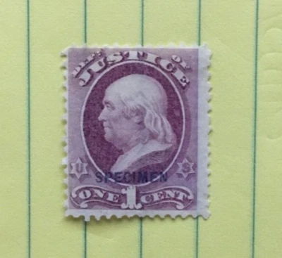 US  O 25S 1 cent purple Justice SPECIMEN unused no gum as issued - Image 1 of 2