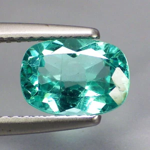 Cuscino esilarante 1,90 Ct (8 x 6) naturale Paraiba verde fluo blu gemme apatite - Foto 1 di 5