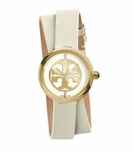 Orologio Tory Burch Reva doppio cinturino pelle avorio crema 28 mm TRB4018