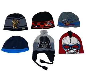 Boys Used Hat LOT Mario Kart Wii TMNT Tony Hawk Scooby Nike Vader Winter Beanie - Picture 1 of 13