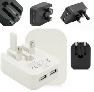 UK Fold Plug Dual USB Ports 2.1A Charger Adapter 5V 3-Pin Mains Wall Charging - Picture 1 of 1