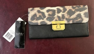 NWT Nicole Miller NY Wallet Leopard Black ID Window Credit Card Holder Coin💗 - Picture 1 of 3