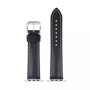 Apple Watch Watch Band Cowhide Leather Black, White by Eulit - Replacement Strap - Picture 1 of 6