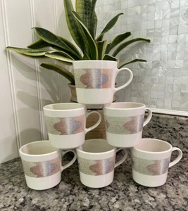 Corelle Impressions Mirage Style Coffee Tea Cups Beautiful Multi Color Set of 6 - Picture 1 of 6