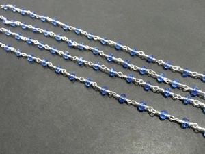 Tanzanite Quartz Rondelle 3-4mm Hydro Beads, Rosary Chain Gold Wire 6 Feet - Picture 1 of 4