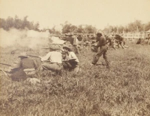 1899 Guerra Phil-Am Washington Voluntario Infantería Campo de Batalla Stereoview Taguig PI - Imagen 1 de 3