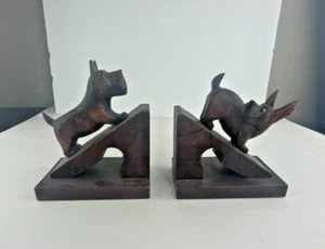Scottie Dog Wooden Bookends - Vintage - Each are 5.5x4.5x3" - Picture 1 of 9