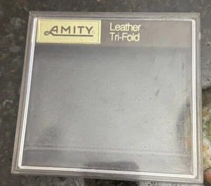 Vintage Men's Amity Tri Fold Billfold Black Leather Wallet - Picture 1 of 4