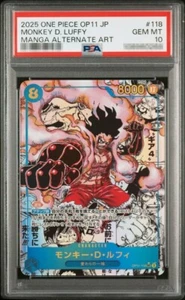 PSA 10 Monkey D Rufy OP11-118 SEC Manga Art Fumetto Parallelo One Piece Card GEMMT - Foto 1 di 8