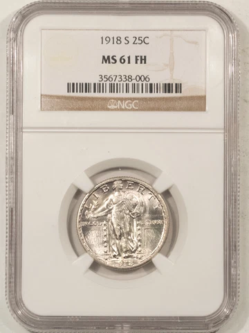 1918-S STANDING LIBERTY QUARTER - NGC MS-61 FH, BLAST WHITE & SCARCE! Cover