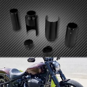 Black Front Fork Slider Boot Cover Tube Cap Set Fit For Harley Breakout 2018-21 - Foto 1 di 12