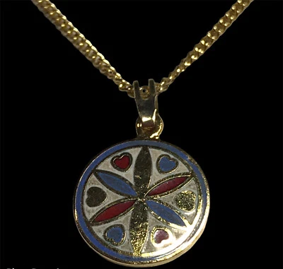 Love & Romance Charm Necklace in Gold - White Enamel Charm Necklace 16” - Image 1 of 4