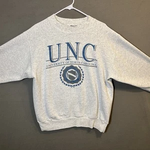 Vintage UNC University of North Carolina L/S Crew Adulto L Grigio Jansport - Foto 1 di 12