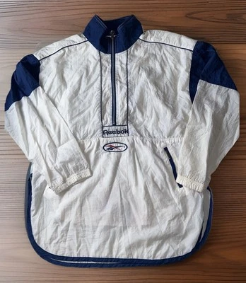 VTG Reebok Windbreaker Full Zip Pullover Mens Large Blue White Colorblock Track - Image 1 of 4