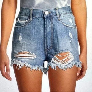 ARTICLES OF SOCIETY Womens Meredith High-Rise Distressed Denim Shorts Size 26 - Picture 1 of 8