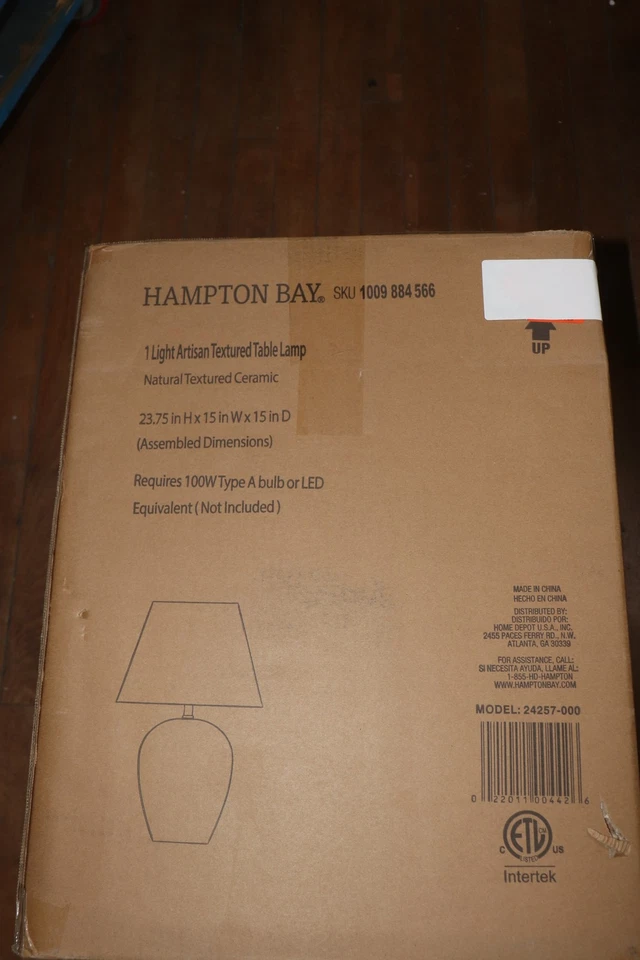 Lámpara de mesa artesanal de 1 luz con textura natural Hampton Bay 24257-000 Foto 1 de 4