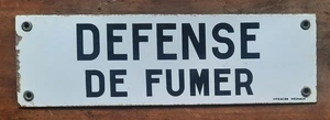 Ancienne Plaque émaillée   DEFENSE DE FUMER  vitracier neuhaus bar café  40x12cm - Imagen 1 de 4