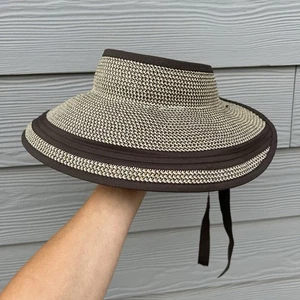 Tommy Bahama Mujer Empacable Visera Ajustable Tejida TieBack Top Abierto Azul Marino Beige - Imagen 1 de 6