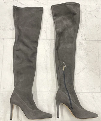 NUEVO EN CAJA Botas de Gamuza Sergio Rossi Matrix Elastizadas Sobre la Rodilla en Gris Talla:37 (US 7) Foto 1 de 4
