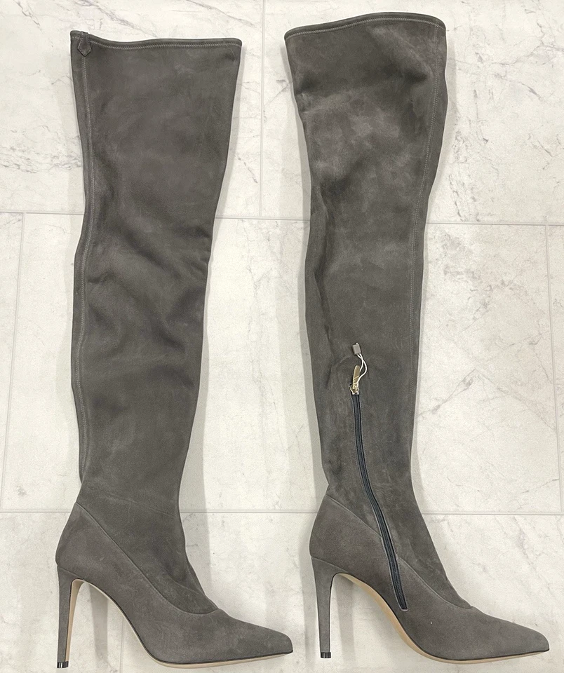 NUEVO EN CAJA Botas de Gamuza Sergio Rossi Matrix Elastizadas Sobre la Rodilla en Gris Talla:37 (US 7) Foto 1 de 4