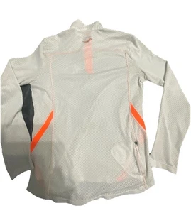 Saucony Cycling Pullover Womens Large  White Orange 1/4 Zip Running - Picture 1 of 4