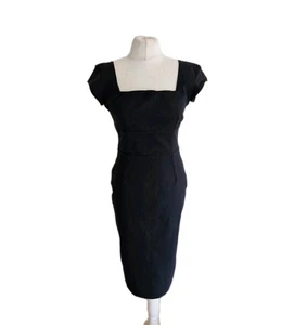 THE PRETTY DRESS COMPANY WOMENS BLACK CAP SLEEVE STRETCHY PENCIL DRESS. UK 14. - Picture 1 of 16